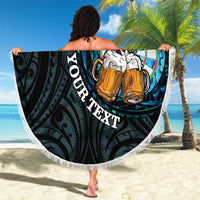 Personalized New Zealand Darts Beer Beach Blanket Paua Shell Aotearoa Maori Tattoo - Polynesian Pride