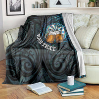 Personalized New Zealand Darts Beer Blanket Paua Shell Aotearoa Maori Tattoo LT14 Black - Polynesian Pride