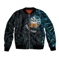 Personalized New Zealand Darts Beer Bomber Jacket Paua Shell Aotearoa Maori Tattoo LT14 Unisex Black - Polynesian Pride