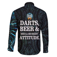 Personalized New Zealand Darts Beer Family Matching Short Sleeve Bodycon Dress and Hawaiian Shirt Paua Shell Aotearoa Maori Tattoo - Polynesian Pride