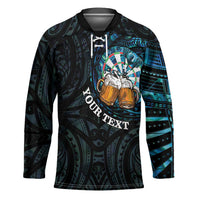 Personalized New Zealand Darts Beer Hockey Jersey Paua Shell Aotearoa Maori Tattoo LT14 Unisex Black - Polynesian Pride