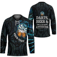 Personalized New Zealand Darts Beer Hockey Jersey Paua Shell Aotearoa Maori Tattoo LT14 - Polynesian Pride