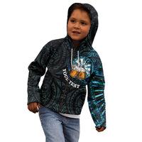 Personalized New Zealand Darts Beer Kid Hoodie Paua Shell Aotearoa Maori Tattoo - Polynesian Pride