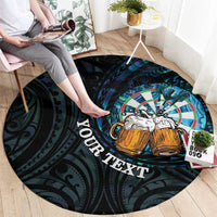 Personalized New Zealand Darts Beer Round Carpet Paua Shell Aotearoa Maori Tattoo - Polynesian Pride