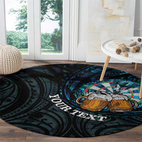 Personalized New Zealand Darts Beer Round Carpet Paua Shell Aotearoa Maori Tattoo - Polynesian Pride