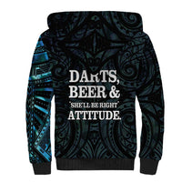 Personalized New Zealand Darts Beer Sherpa Hoodie Paua Shell Aotearoa Maori Tattoo - Polynesian Pride