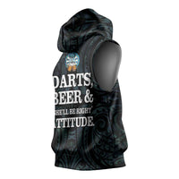 Personalized New Zealand Darts Beer Sleeveless Hoodie Paua Shell Aotearoa Maori Tattoo LT14 - Polynesian Pride