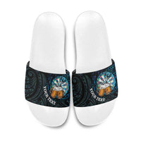 Personalized New Zealand Darts Beer Slide Sandals Paua Shell Aotearoa Maori Tattoo - Polynesian Pride