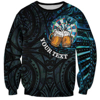 Personalized New Zealand Darts Beer Sweatshirt Paua Shell Aotearoa Maori Tattoo - Polynesian Pride