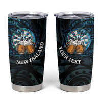 Personalized New Zealand Darts Beer Tumbler Cup Paua Shell Aotearoa Maori Tattoo LT14 Black - Polynesian Pride