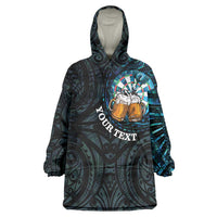 Personalized New Zealand Darts Beer Wearable Blanket Hoodie Paua Shell Aotearoa Maori Tattoo - Polynesian Pride