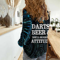 Personalized New Zealand Darts Beer Women Casual Shirt Paua Shell Aotearoa Maori Tattoo - Polynesian Pride
