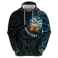 Personalized New Zealand Darts Beer Zip Hoodie Paua Shell Aotearoa Maori Tattoo - Polynesian Pride