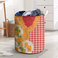 Prince Kuhio Aloha Hawaii Laundry Basket Plumeria Ilima Lei Palaka Motifs LT14 Red - Polynesian Pride