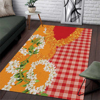 Prince Kuhio Aloha Hawaii Area Rug Plumeria Ilima Lei Palaka Motifs LT14 Red - Polynesian Pride