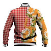Prince Kuhio Aloha Hawaii Baseball Jacket Plumeria Ilima Lei Palaka Motifs LT14 - Polynesian Pride