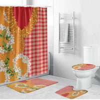 Prince Kuhio Aloha Hawaii Bathroom Set Plumeria Ilima Lei Palaka Motifs LT14 Bathroom Set (4 pcs) Red - Polynesian Pride