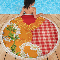 Prince Kuhio Aloha Hawaii Beach Blanket Plumeria Ilima Lei Palaka Motifs LT14 - Polynesian Pride