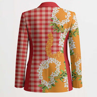 Prince Kuhio Aloha Hawaii Blazer Plumeria Ilima Lei Palaka Motifs LT14 - Polynesian Pride