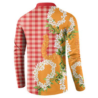 Prince Kuhio Aloha Hawaii Button Sweatshirt Plumeria Ilima Lei Palaka Motifs LT14 - Polynesian Pride