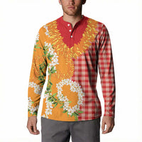 Prince Kuhio Aloha Hawaii Button Sweatshirt Plumeria Ilima Lei Palaka Motifs LT14 - Polynesian Pride