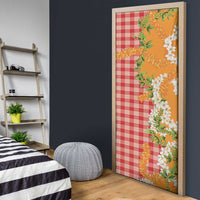 Prince Kuhio Aloha Hawaii Door Cover Plumeria Ilima Lei Palaka Motifs