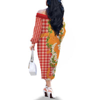 Prince Kuhio Aloha Hawaii Family Matching Off The Shoulder Long Sleeve Dress and Hawaiian Shirt Plumeria Ilima Lei Palaka Motifs