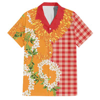 Prince Kuhio Aloha Hawaii Family Matching Short Sleeve Bodycon Dress and Hawaiian Shirt Plumeria Ilima Lei Palaka Motifs