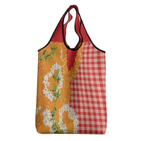 Prince Kuhio Aloha Hawaii Grocery Bag Plumeria Ilima Lei Palaka Motifs LT14 - Polynesian Pride