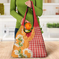 Prince Kuhio Aloha Hawaii Grocery Bag Plumeria Ilima Lei Palaka Motifs LT14 - Polynesian Pride
