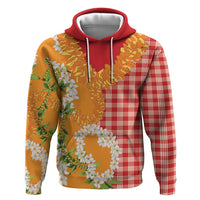 Prince Kuhio Aloha Hawaii Hoodie Plumeria Ilima Lei Palaka Motifs