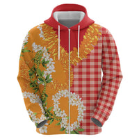 Prince Kuhio Aloha Hawaii Hoodie Plumeria Ilima Lei Palaka Motifs
