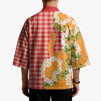 Prince Kuhio Aloha Hawaii Kimono Plumeria Ilima Lei Palaka Motifs LT14 - Polynesian Pride