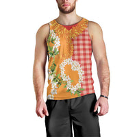 Prince Kuhio Aloha Hawaii Men Tank Top Plumeria Ilima Lei Palaka Motifs LT14 - Polynesian Pride