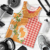 Prince Kuhio Aloha Hawaii Men Tank Top Plumeria Ilima Lei Palaka Motifs LT14 - Polynesian Pride