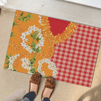 Prince Kuhio Aloha Hawaii Rubber Doormat Plumeria Ilima Lei Palaka Motifs LT14 - Polynesian Pride