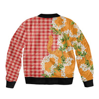 Prince Kuhio Aloha Hawaii Sleeve Zip Bomber Jacket Plumeria Ilima Lei Palaka Motifs LT14 - Polynesian Pride