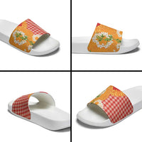 Prince Kuhio Aloha Hawaii Slide Sandals Plumeria Ilima Lei Palaka Motifs LT14 - Polynesian Pride