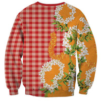 Prince Kuhio Aloha Hawaii Sweatshirt Plumeria Ilima Lei Palaka Motifs LT14 - Polynesian Pride