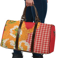Prince Kuhio Aloha Hawaii Travel Bag Plumeria Ilima Lei Palaka Motifs
