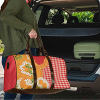 Prince Kuhio Aloha Hawaii Travel Bag Plumeria Ilima Lei Palaka Motifs