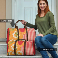 Prince Kuhio Aloha Hawaii Travel Bag Plumeria Ilima Lei Palaka Motifs