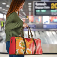 Prince Kuhio Aloha Hawaii Travel Bag Plumeria Ilima Lei Palaka Motifs