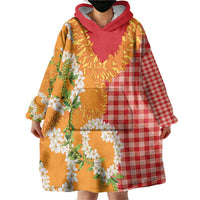 Prince Kuhio Aloha Hawaii Wearable Blanket Hoodie Plumeria Ilima Lei Palaka Motifs