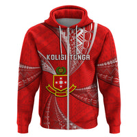 Custom Tonga College Alete Hoodie Kolisi Tonga Ngatu Pattern LT14 Zip Hoodie Red - Polynesian Pride