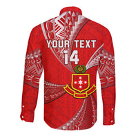 Personalised Tonga College Alete Long Sleeve Button Shirt Kolisi Tonga Ngatu Pattern LT14 - Polynesian Pride