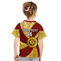 Personalised Tonga High School Kid T Shirt Tongan Ngatu Pattern LT14 - Polynesian Pride