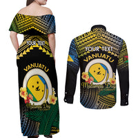 Personalised Malampa Day Couples Matching Off Shoulder Maxi Dress and Long Sleeve Button Shirt Vanuatu Provinces Polynesian Pattern LT14 - Polynesian Pride
