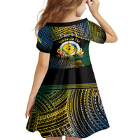 Personalised Malampa Day Kid Short Sleeve Dress Vanuatu Provinces Polynesian Pattern