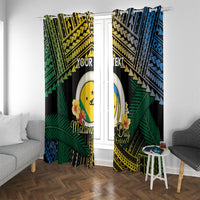 Personalised Malampa Day Window Curtain Vanuatu Provinces Polynesian Pattern LT14 With Grommets Black - Polynesian Pride